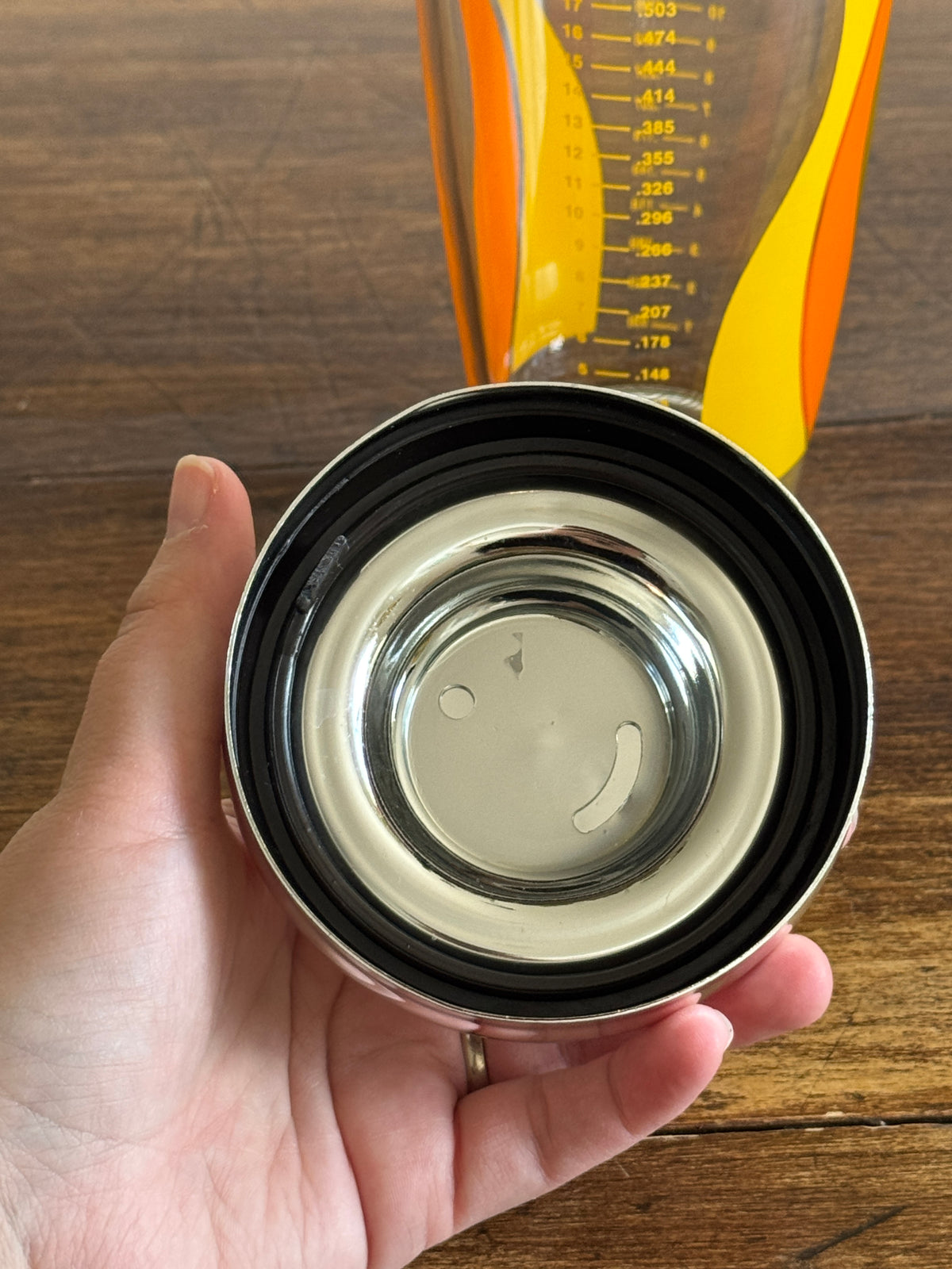 Mid Century Yellow and Orange Glass Cocktail Shaker by Irvinware - Made in the USA