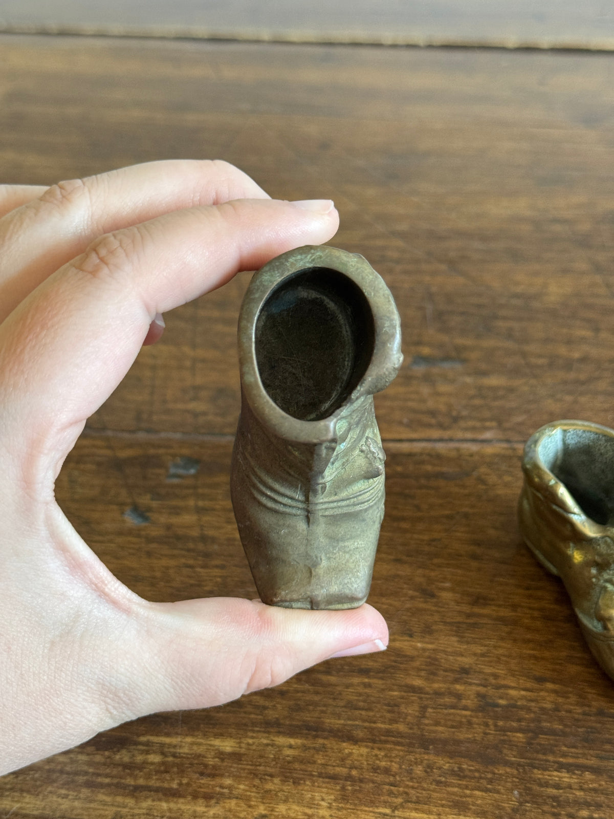 Pick One: Small Brass Boot Holder with Charming Mice Design