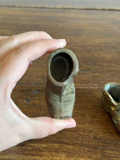 Pick One: Small Brass Boot Holder with Charming Mice Design