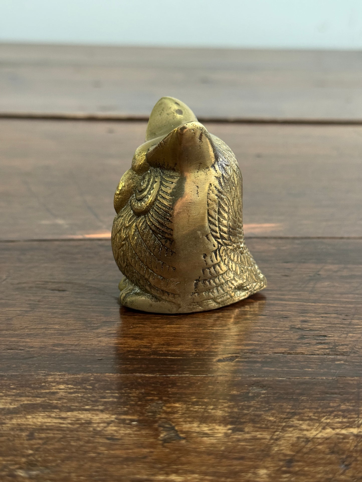 Chubby Brass Owl - Small Rounded Brass Owl Figurine