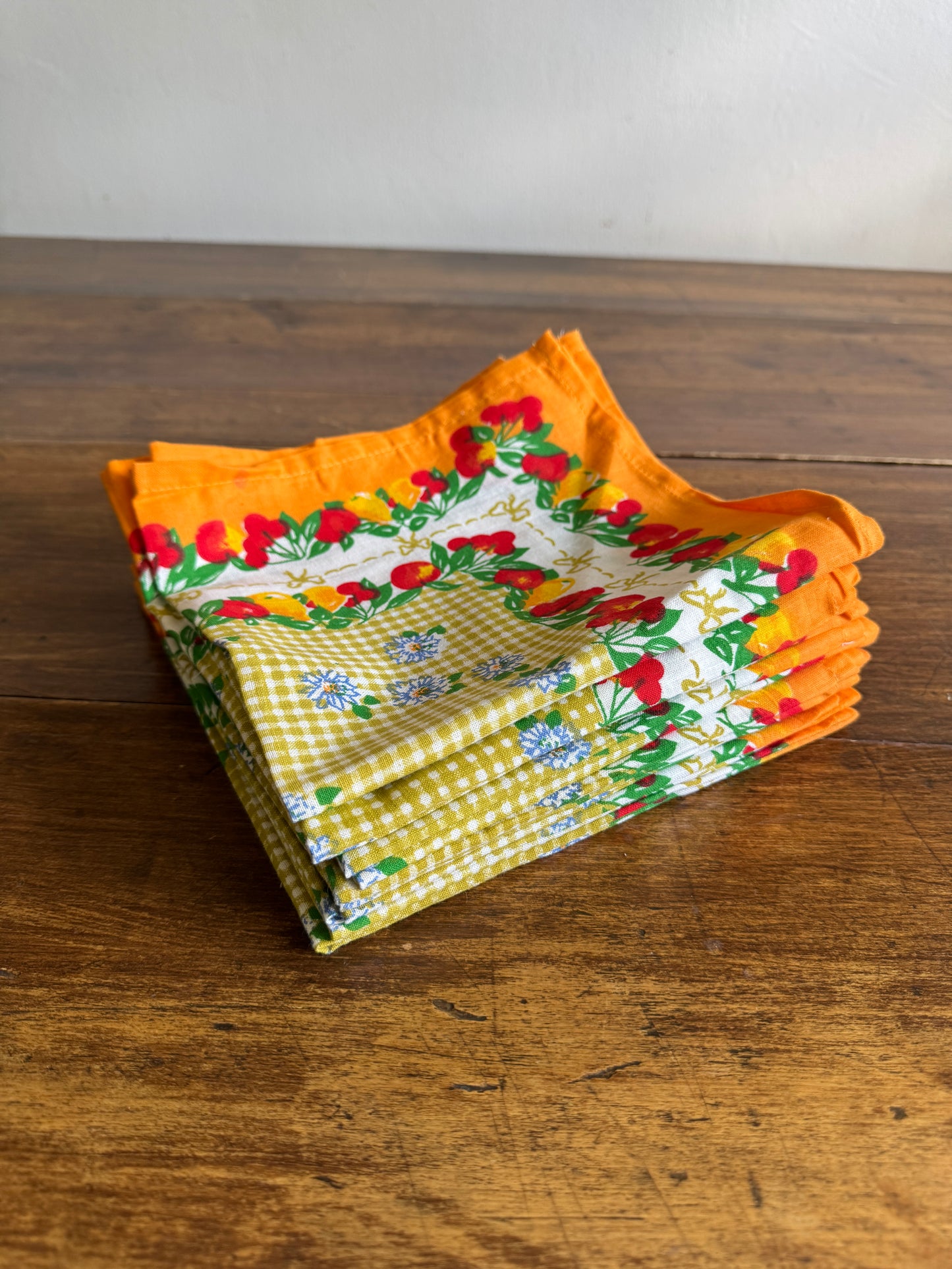 Colourful Fruit and Flowers Cloth Picnic Napkins - Set of 12