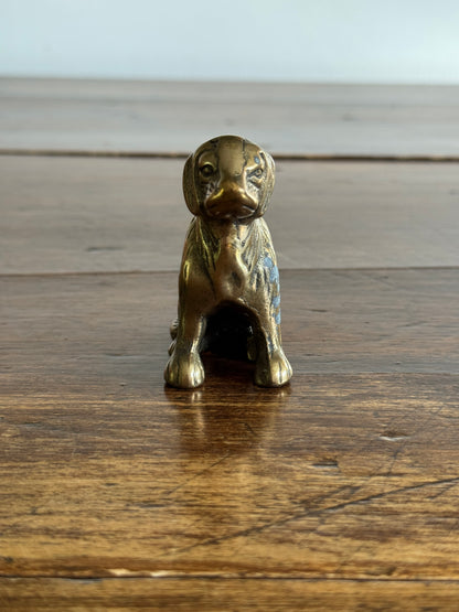 Vintage Sitting Brass Dog Figurine - Brass Dog Decor