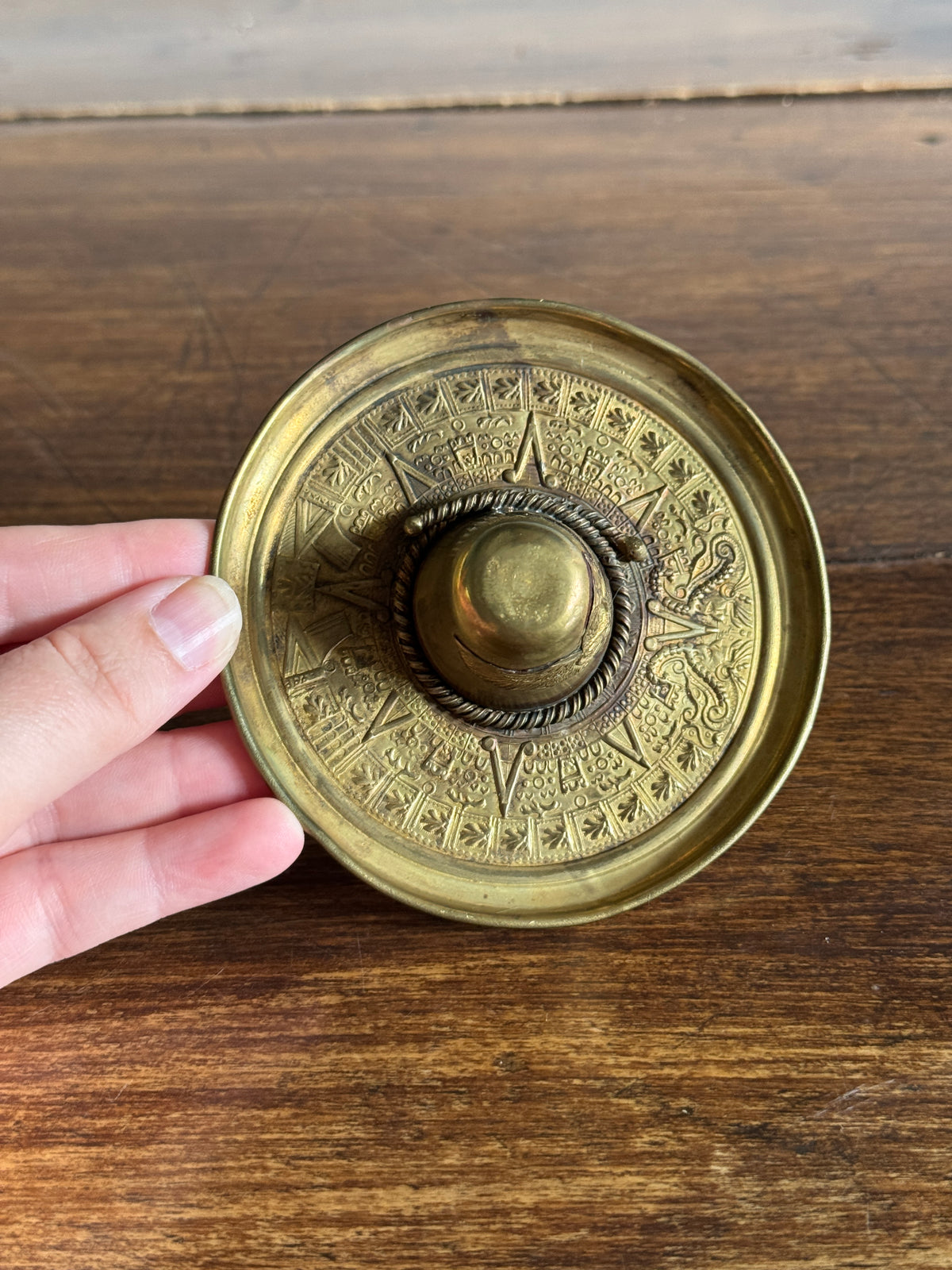 Vintage Detailed Brass Sombrero Hat Dish - Small Hat Trinket Dish