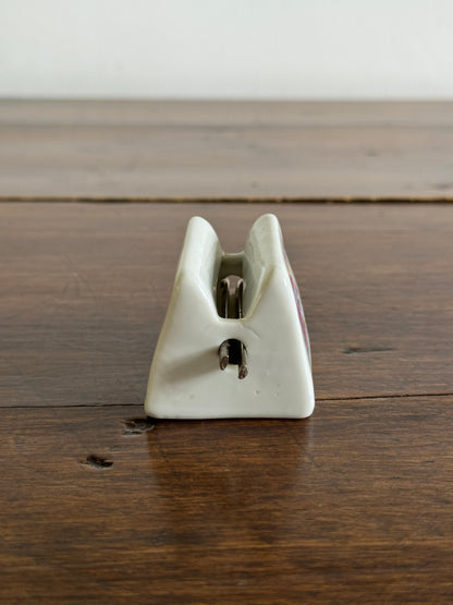 Vintage Porcelain Toothpaste Tube Roller/Squeezer with Metal Pin and Floral Patterned Design