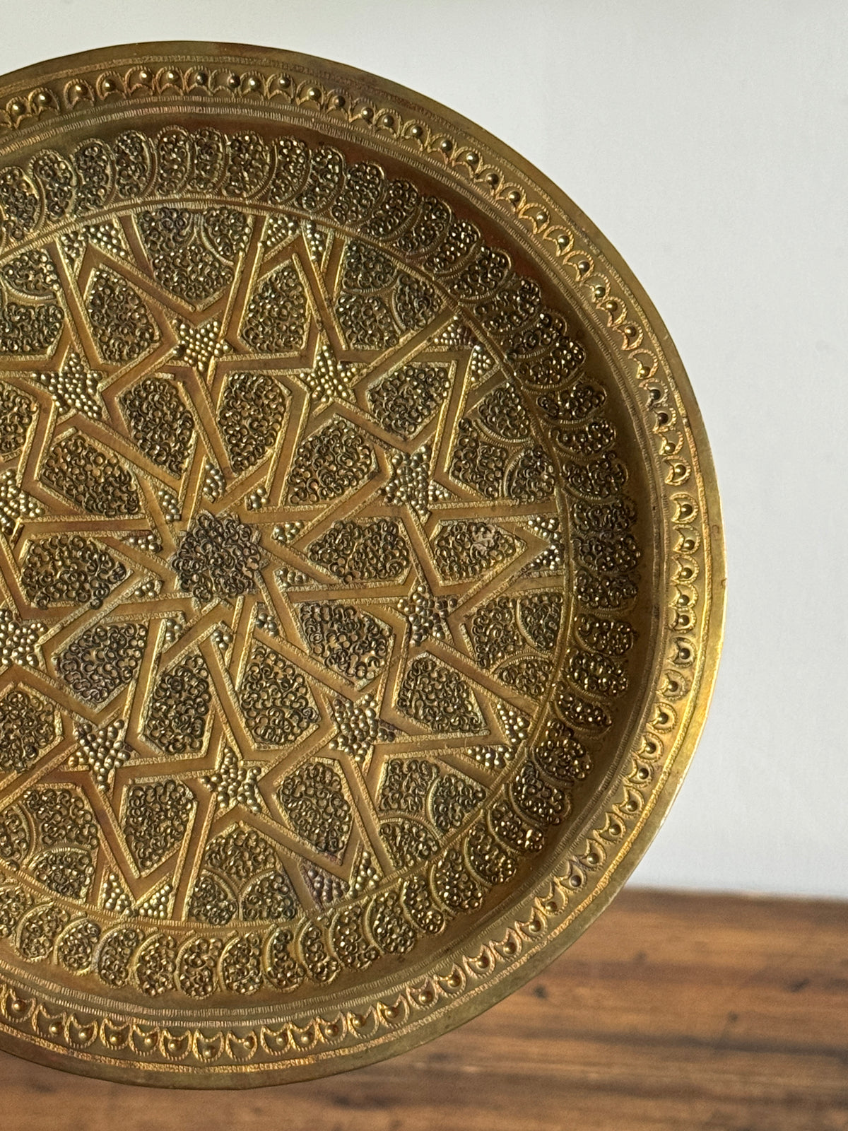 Vintage Hammered Brass Star Plate - Trinket Dish or Wall Hung Brass Tray