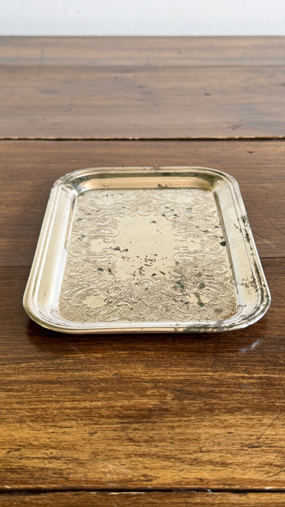 Small Rectangular Silver Trinket Dish Tarnish Spots - Made in Canada