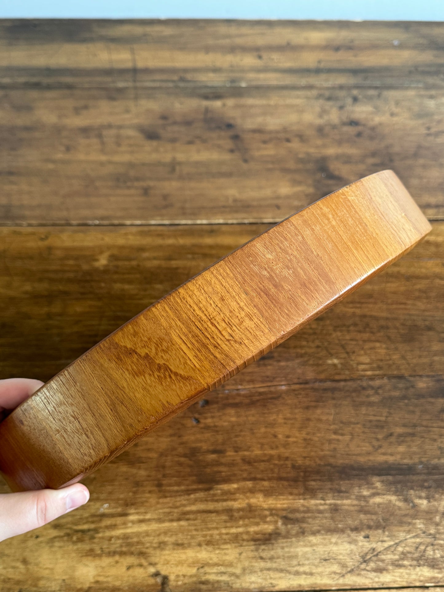 Large Round Dansk Wood Tray / Shallow Bowl - Made in Denmark
