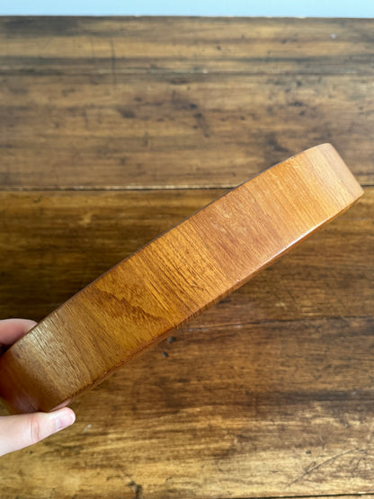 Large Round Dansk Wood Tray / Shallow Bowl - Made in Denmark