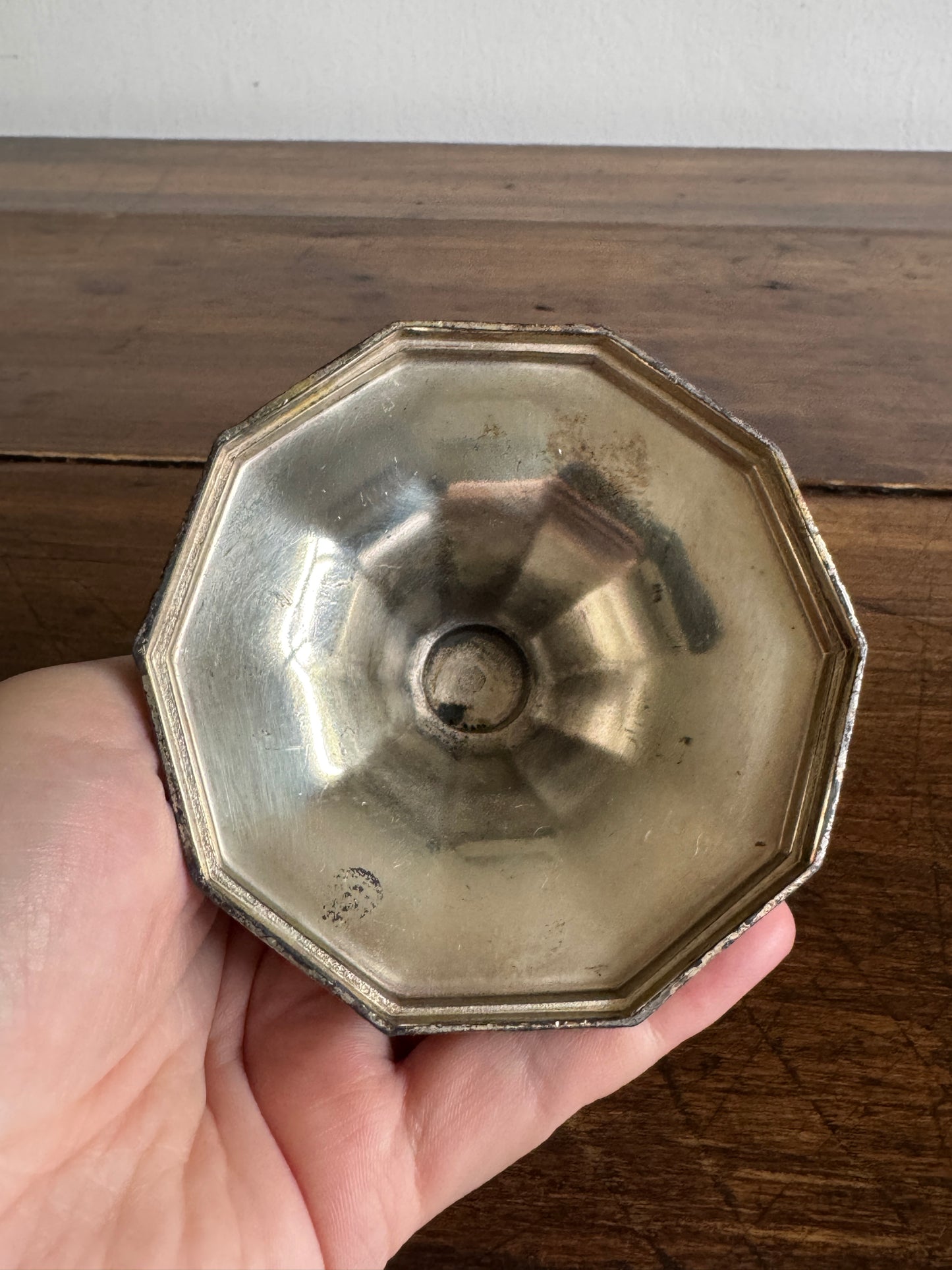 Pair of Etched Silver-Tone Repousse Candle Holders