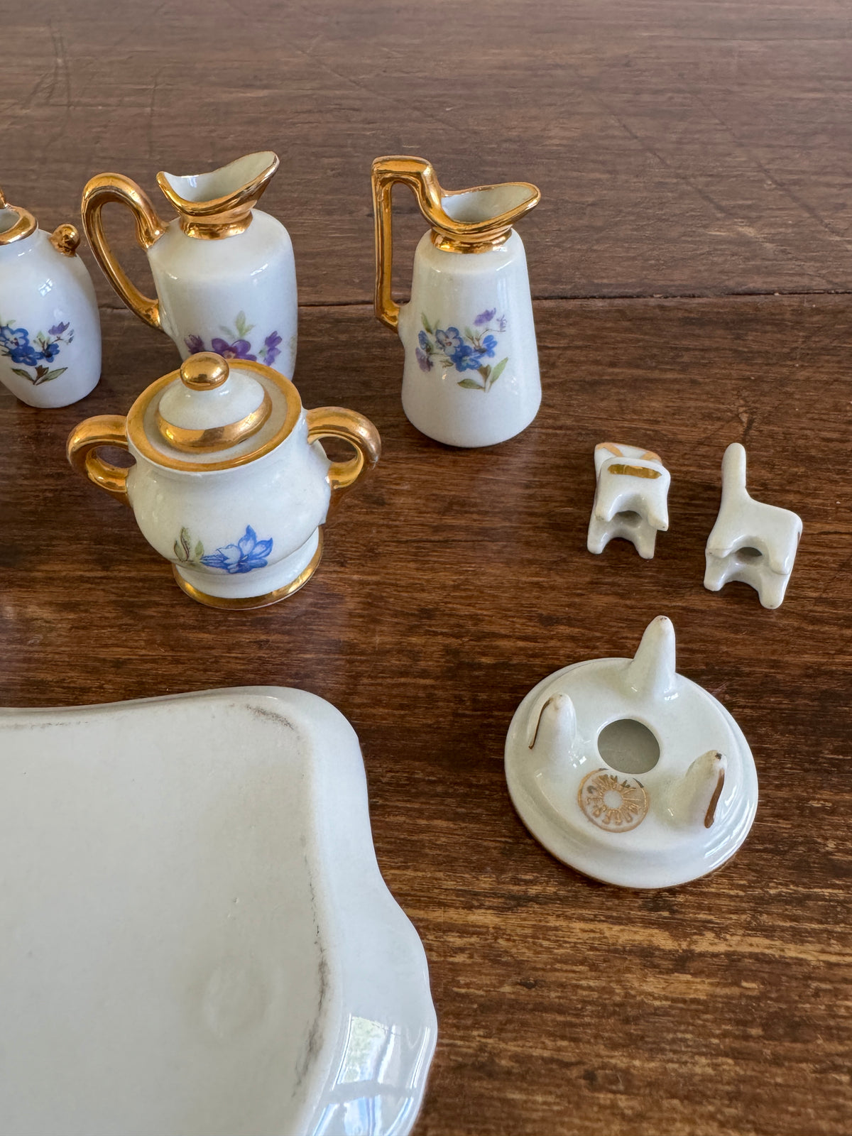 Vintage Limoges France Mixed Miniature Set - Trinket Dish, Tea Set, Vase, Doll House Minis, Plate