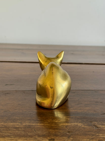 Vintage Brass Crouching Cat - Hunting Cat Brass Figurine