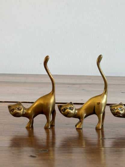 PICK ONE Vintage Brass Tail Up Cat Figurine - Cat Ring Holder