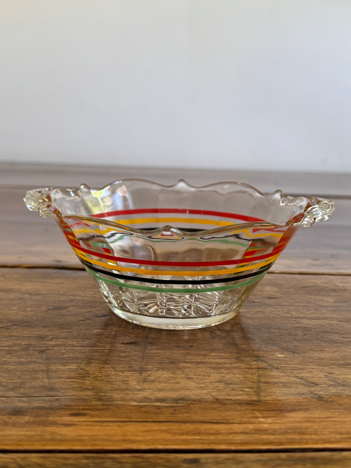 Vintage Clear Glass Striped Bowl - Anchor Hocking Banded Ring Bowl