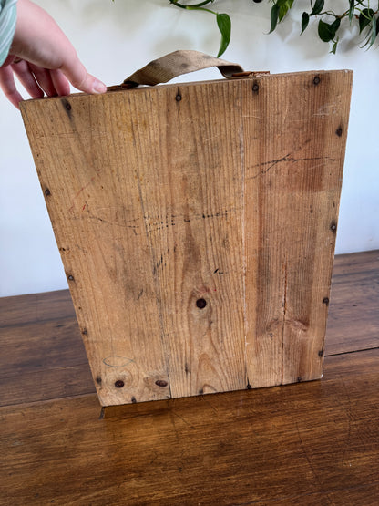 Vintage Wooden Crate with Fabric Handles