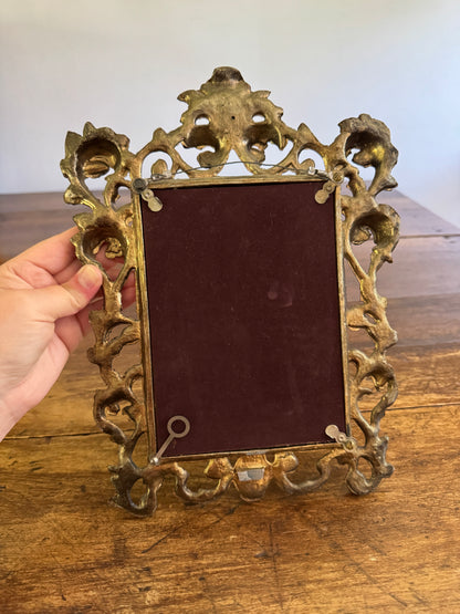 Heavy Cast Metal Ornate Mirror with Foxing