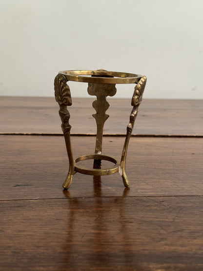 Small Brass Stand with Three Legs and Ornate Detailing