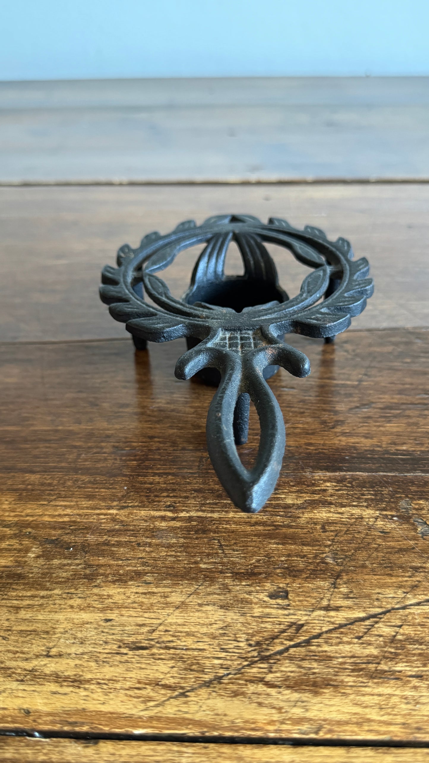 Vintage Cast Iron Trivet Warmer with Raised Feet and Tealight Candle Holder - Made in Japan