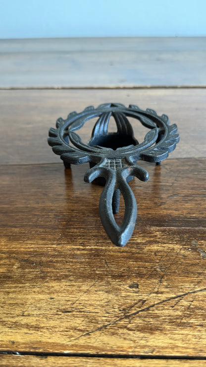Vintage Cast Iron Trivet Warmer with Raised Feet and Tealight Candle Holder - Made in Japan
