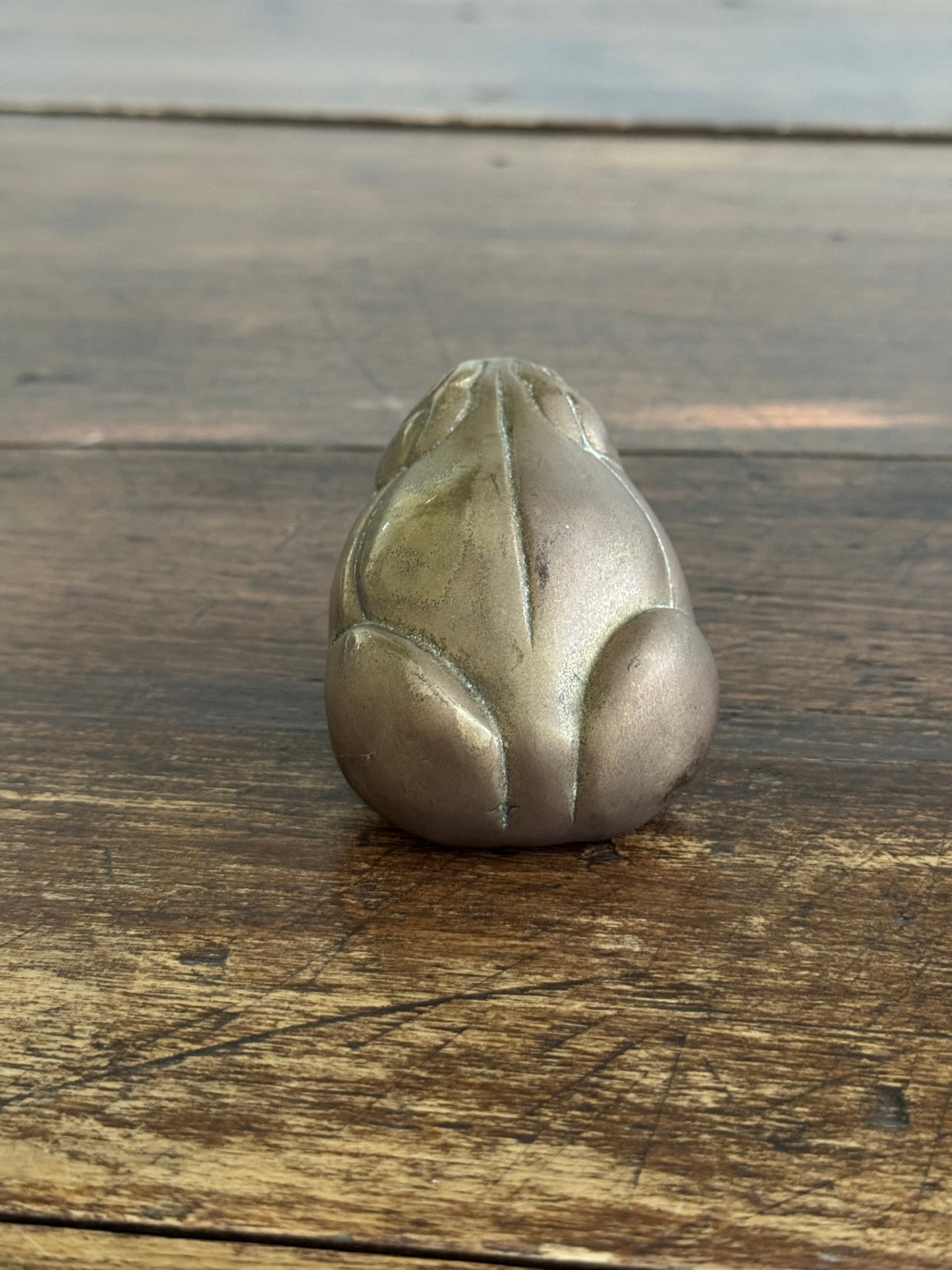 Chubby Brass Frog - Small Rounded Brass Frog Figurine