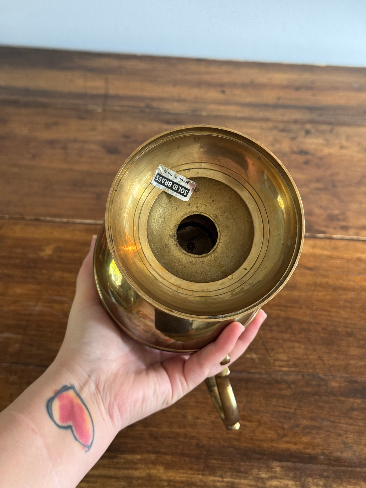 Vintage Large Brass Jug with Ornate Handle - Greek Style Brass Pitcher