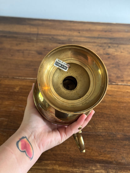 Vintage Large Brass Jug with Ornate Handle - Greek Style Brass Pitcher