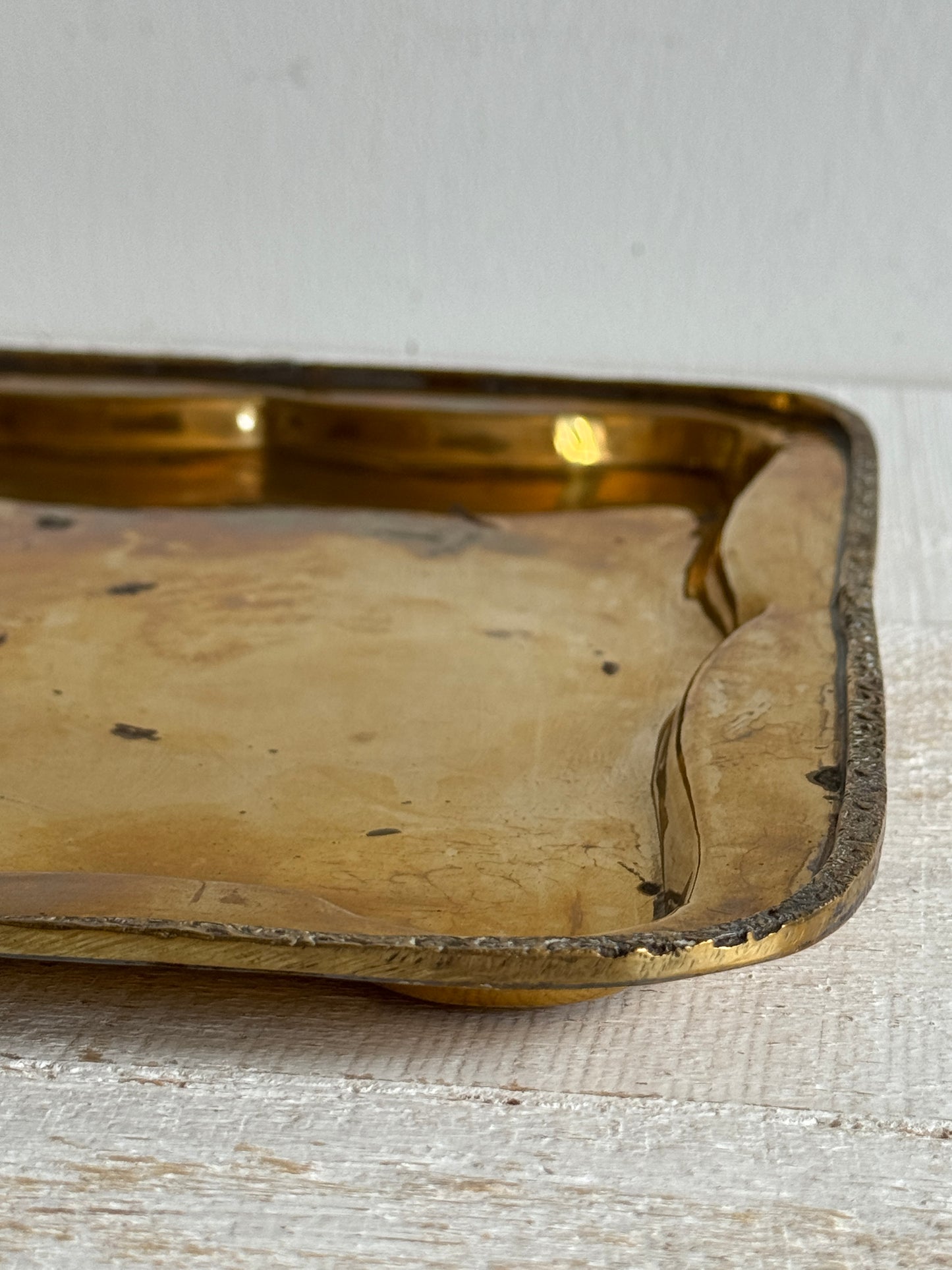 Vintage Brass Tray with Ornate Designed Edges - Vintage Brass Bowl - Made in India