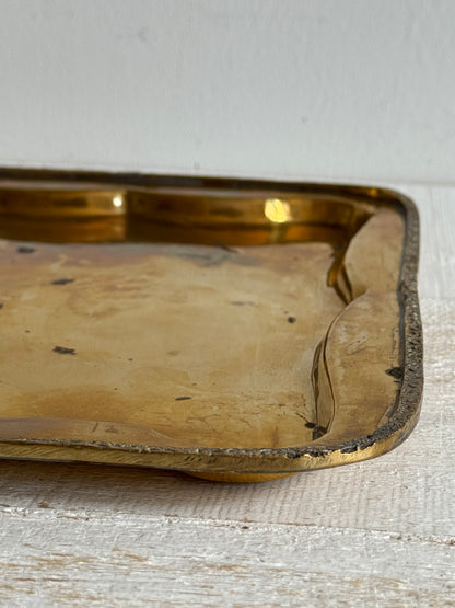 Vintage Brass Tray with Ornate Designed Edges - Vintage Brass Bowl - Made in India
