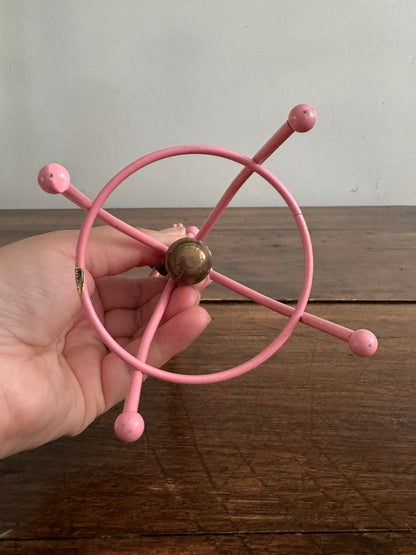 Pink and Brass Jewlery Hook Stand - Coat Hook Miniature For Jewelry