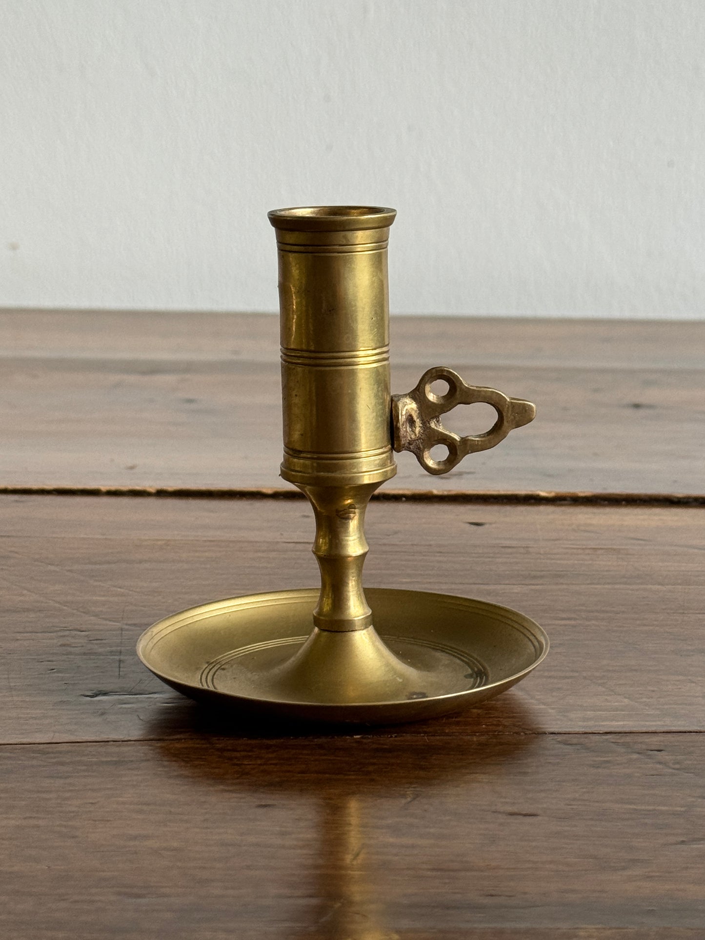 Vintage Brass Push Up Candleholder with Ornate Push Handle