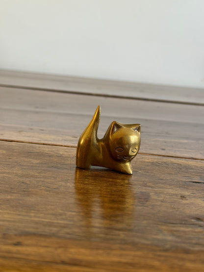 Vintage Cheeky Miniature Cat Figurine with Cartoon Like Features