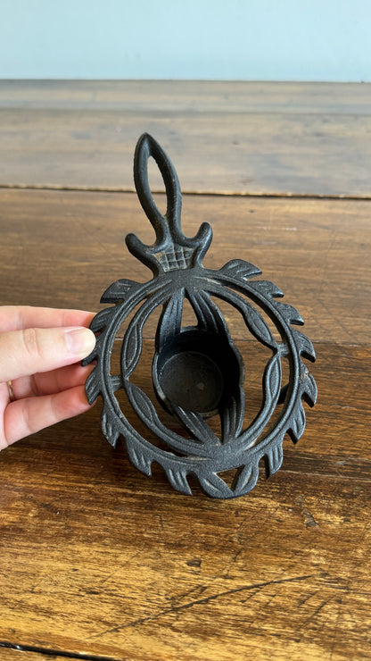 Vintage Cast Iron Trivet Warmer with Raised Feet and Tealight Candle Holder - Made in Japan