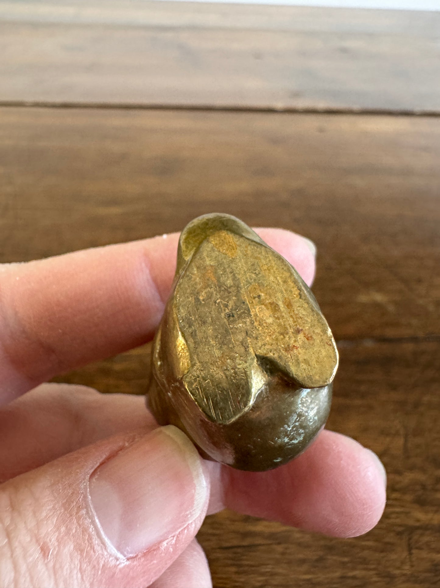 Vintage Brass Miniature Owl Figurine with Flower Eyes