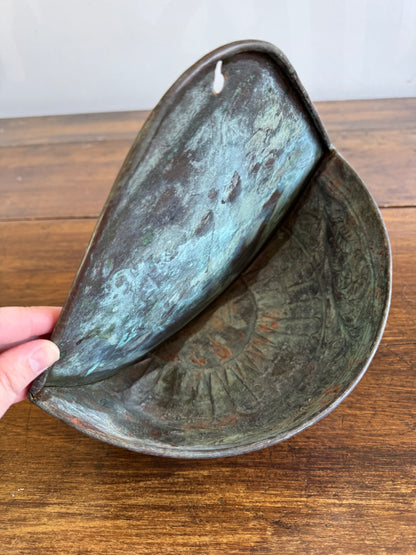 Vintage Heavy Patina Outdoor Plant Pocket Wall Hanger