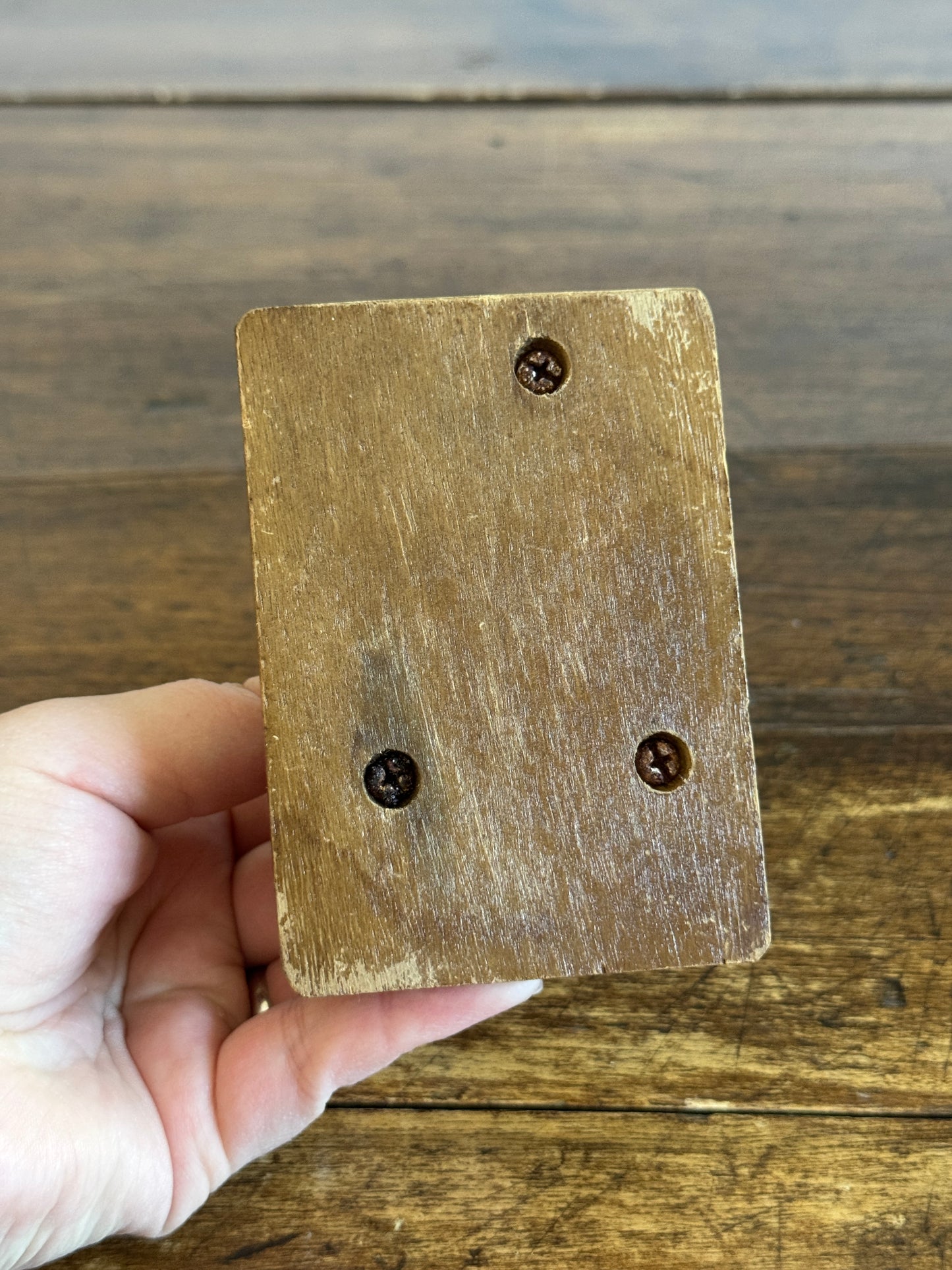 Vintage Small Brass Giraffes on Wooden Base