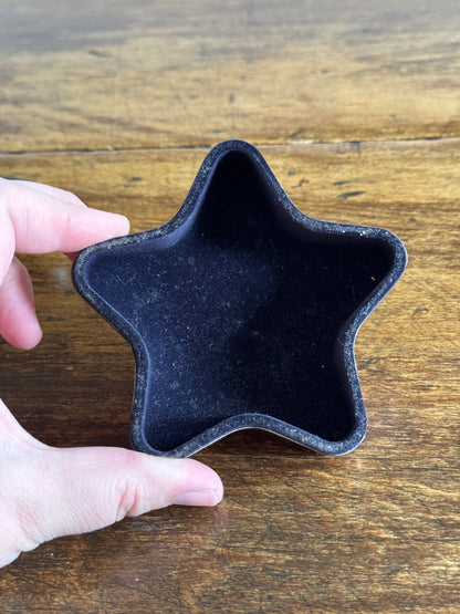 Vintage Silver Plated Star Trinket Box Holder with Lid and Felt Inside