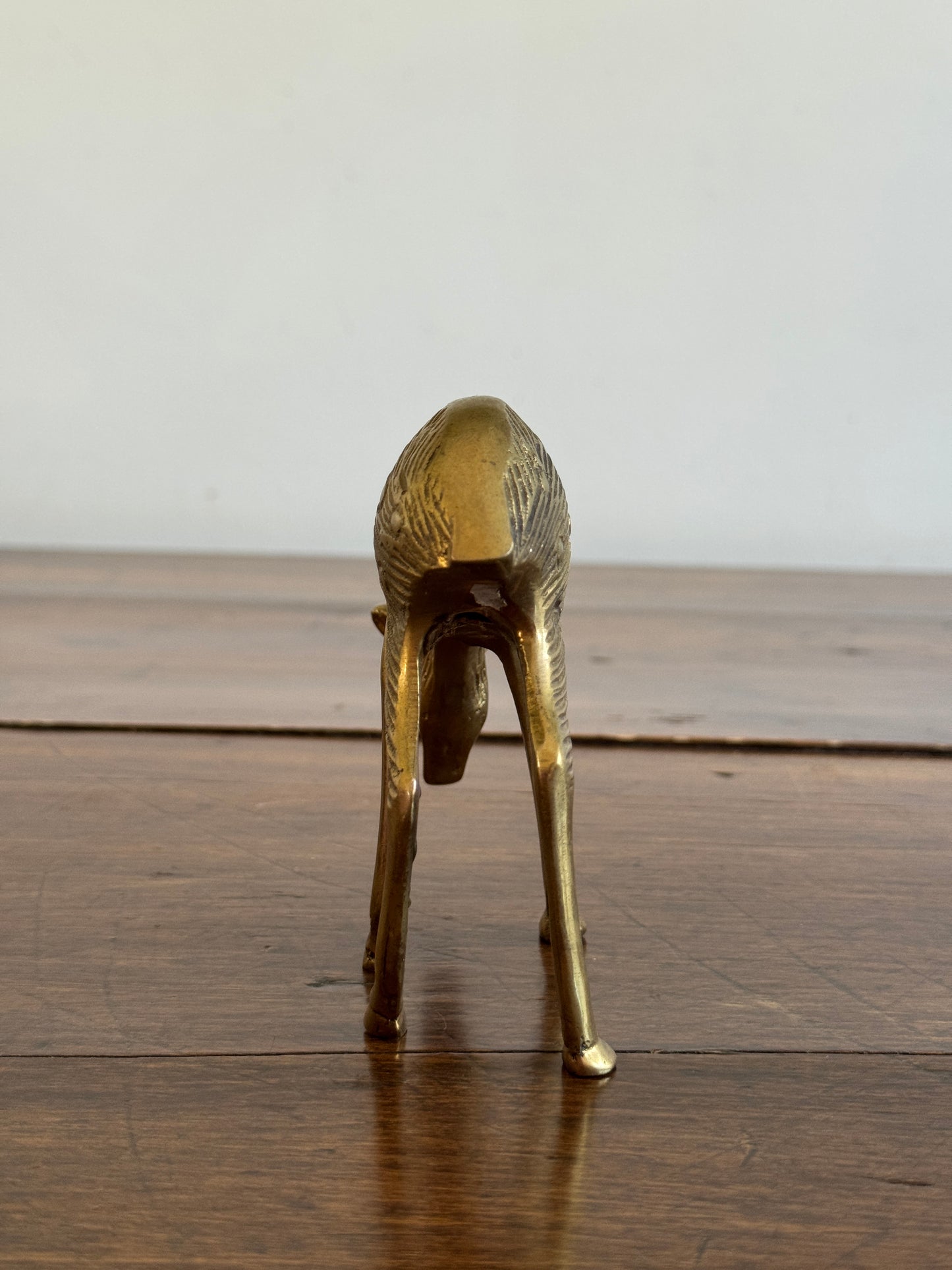 Pair of Vintage Brass Deer Figurines - Grazing Brass Deer