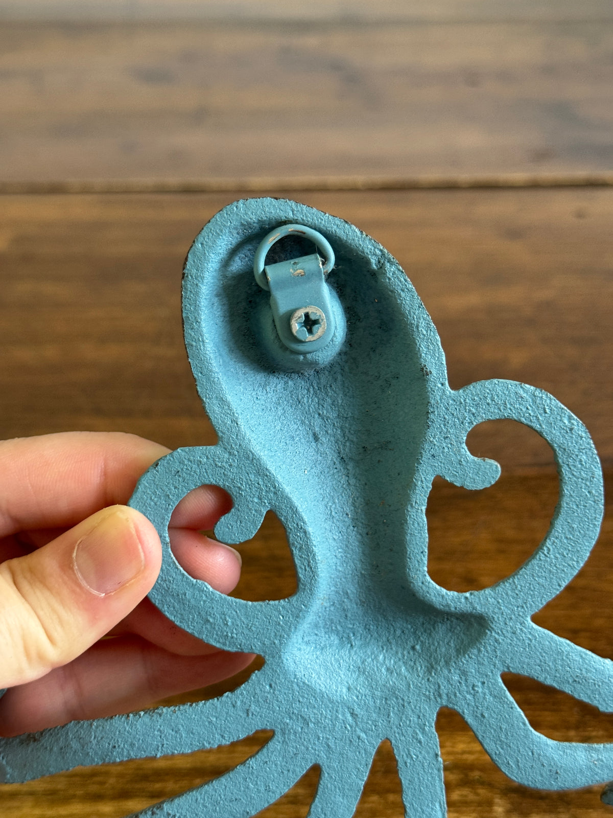 Blue Painted Metal Octopus Wall Hook