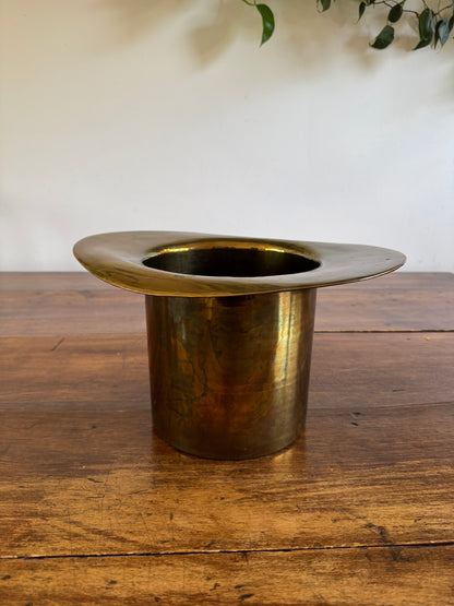 Vintage Large Brass Top Hat Ice Bucket - Vintage Brass Wine Chiller