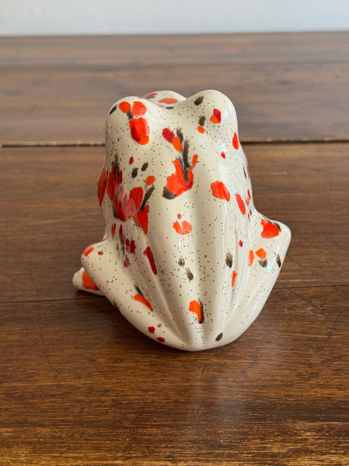 Vintage Ceramic Soap Holder Open Mouth Frog with Colourful Splatter Paint Design