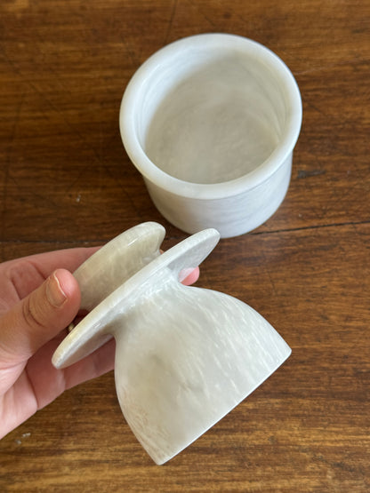 White Marble Stone Butter Bell Dish