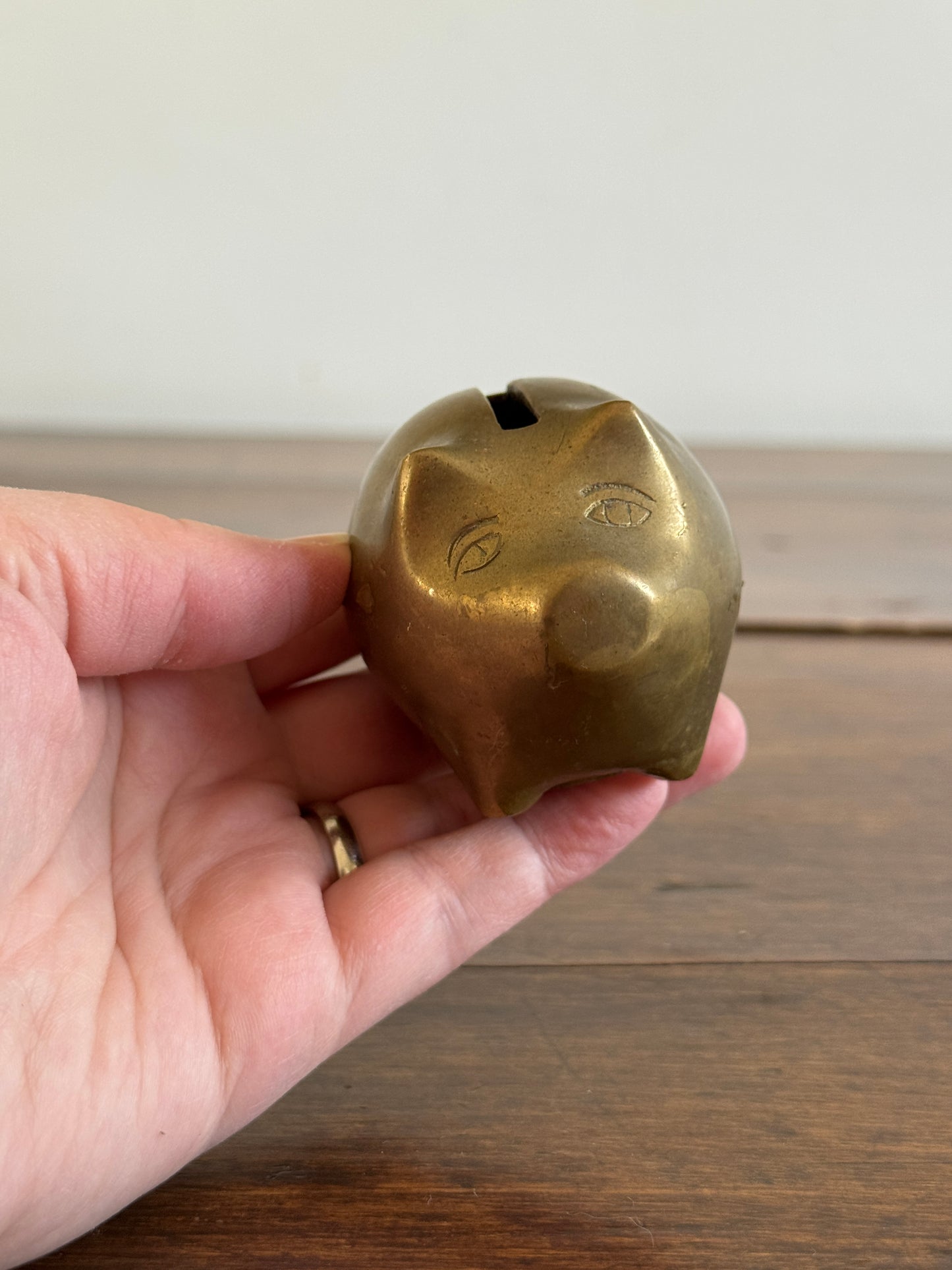 Vintage Miniature/Small Brass Chubby Piggy Bank