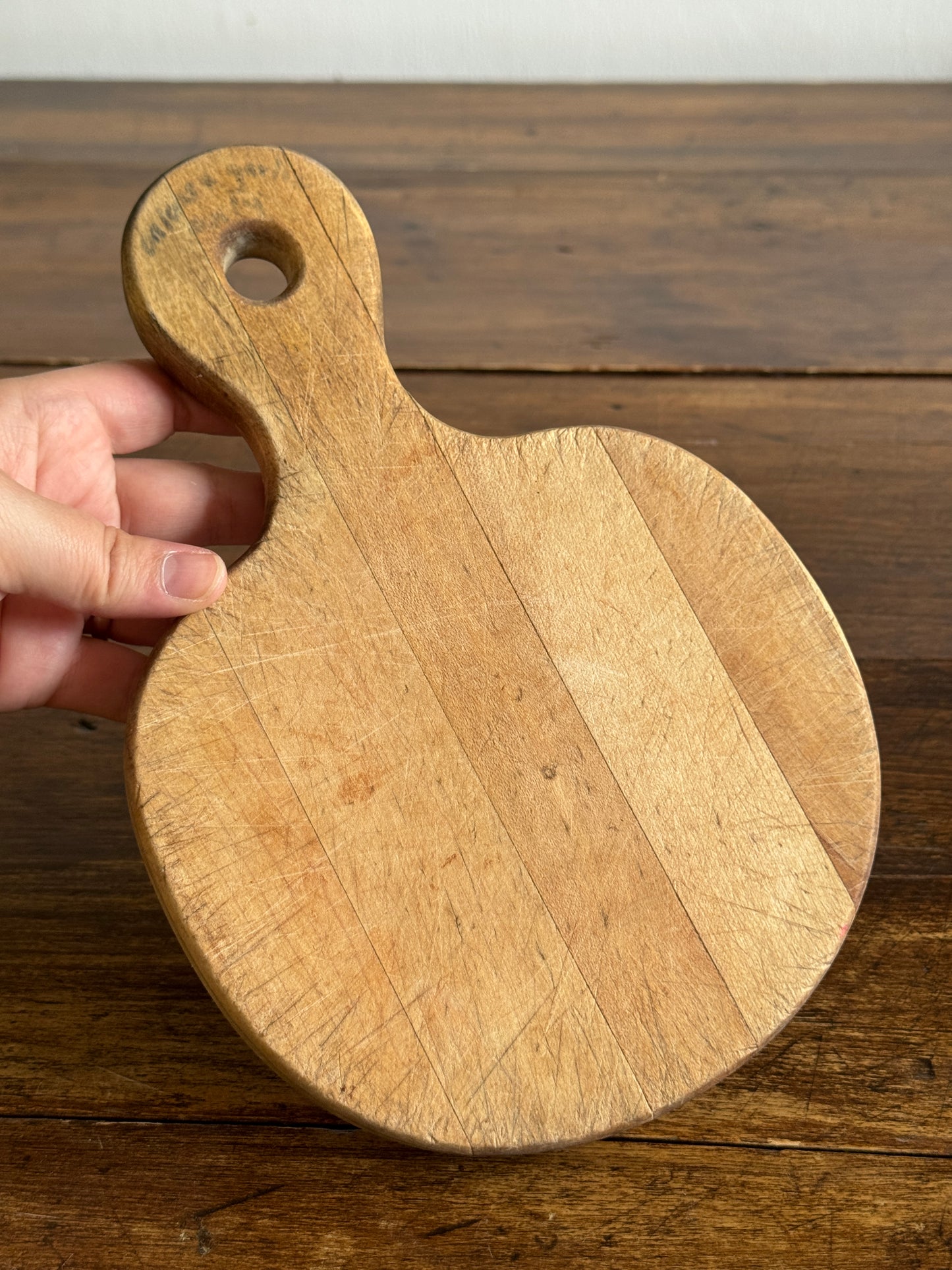 Small Wood Cutting Board with Heavy Wear/Cut Marks