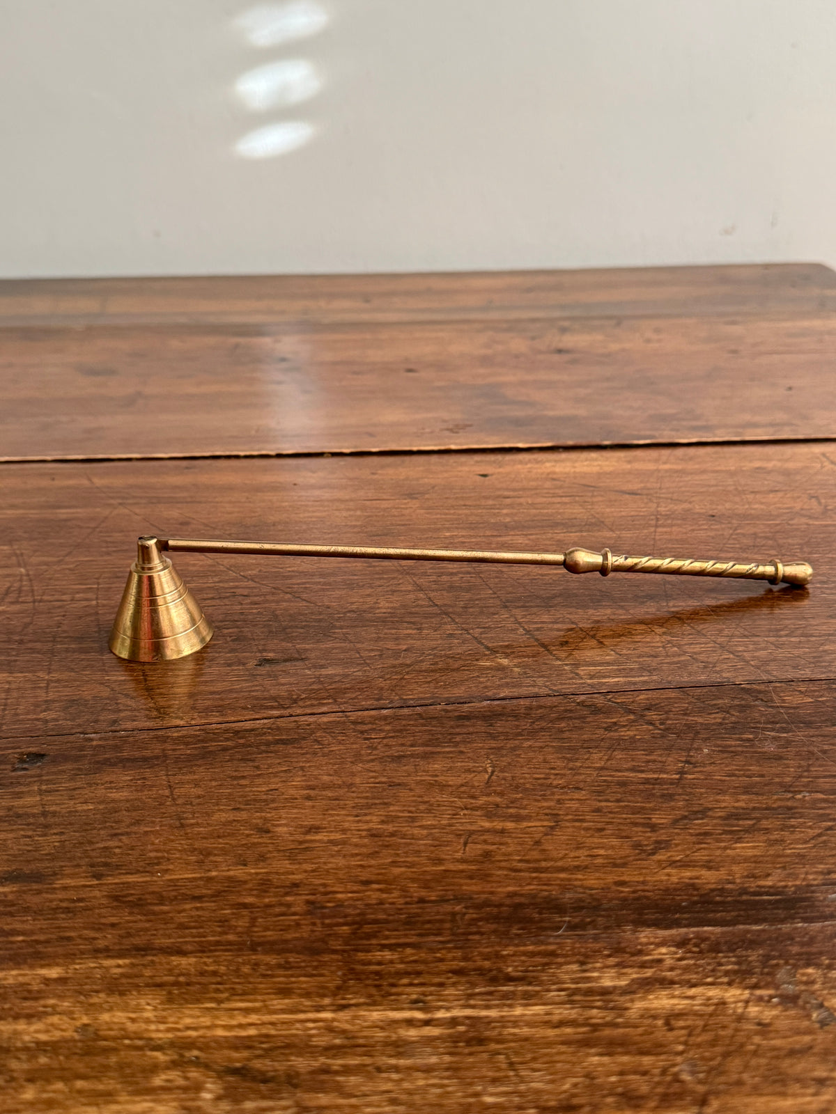 Vintage Brass Candle Snuffer with Thicker Swirled Handle