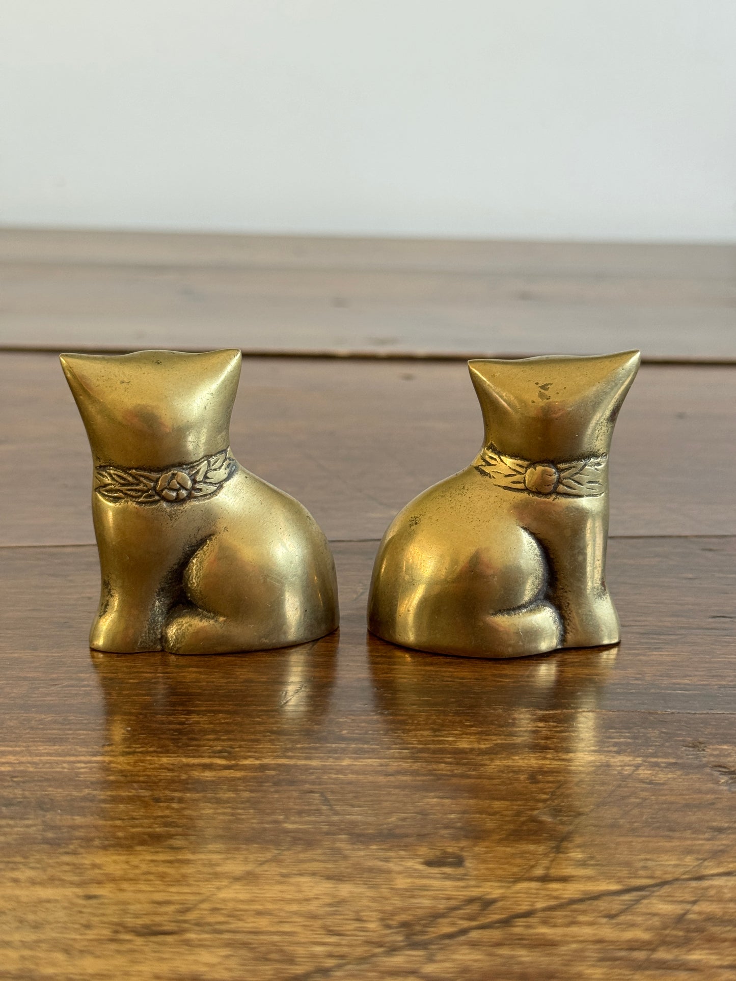 Vintage Pair of Small Cat Statues - Vintage Brass Cat Figurines