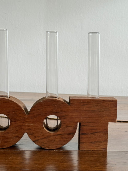 ROOT Propagation Vase - Wood Word with Glass Vial Holders