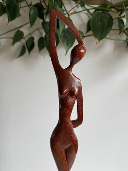 Vintage Wood Mid Century Female Form - Curvy Human Form Sculpture