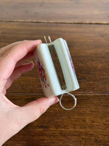 Vintage Porcelain Toothpaste Tube Roller/Squeezer with Metal Pin and Floral Patterned Design