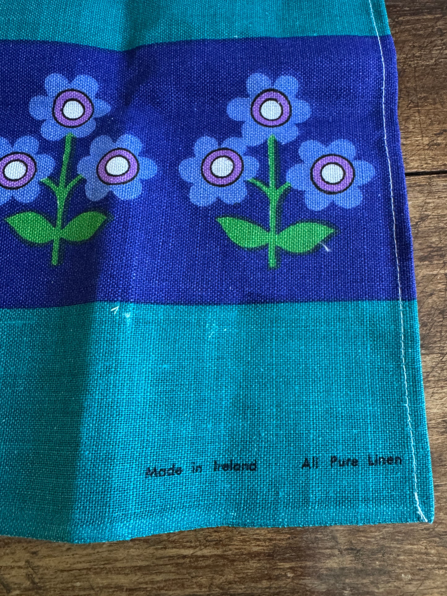 Purple Flower Linen Kitchen Cloth Designed by Leslie Jones for Richardsons - Made in Ireland