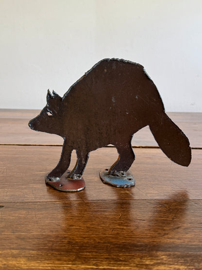 Vintage Metal Torch Garden Art - Racoon Art Sculpture