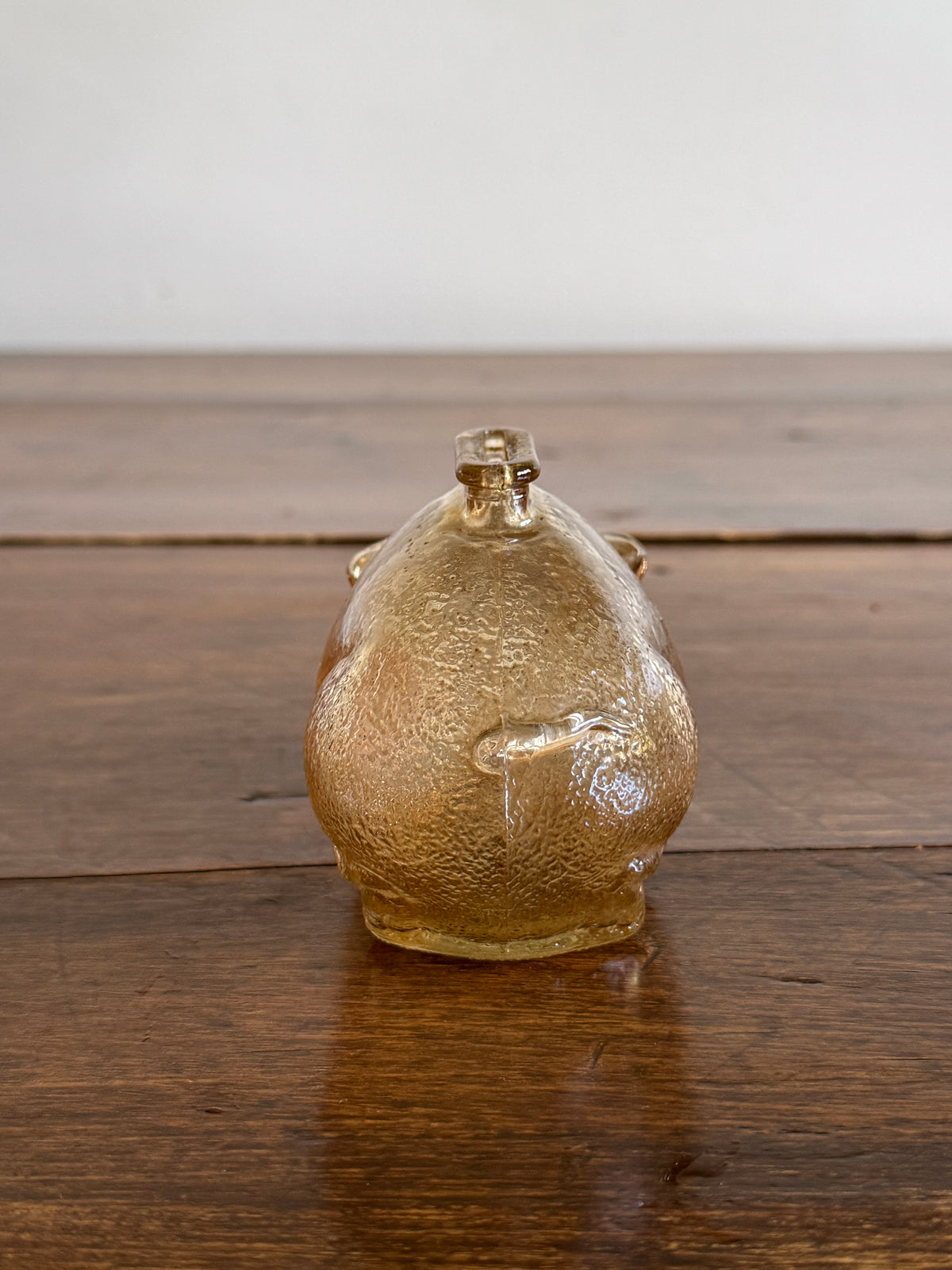 Vintage Amber Glass Small Piggy Bank - No Cork, Smash Style Glass Pig Coin Bank